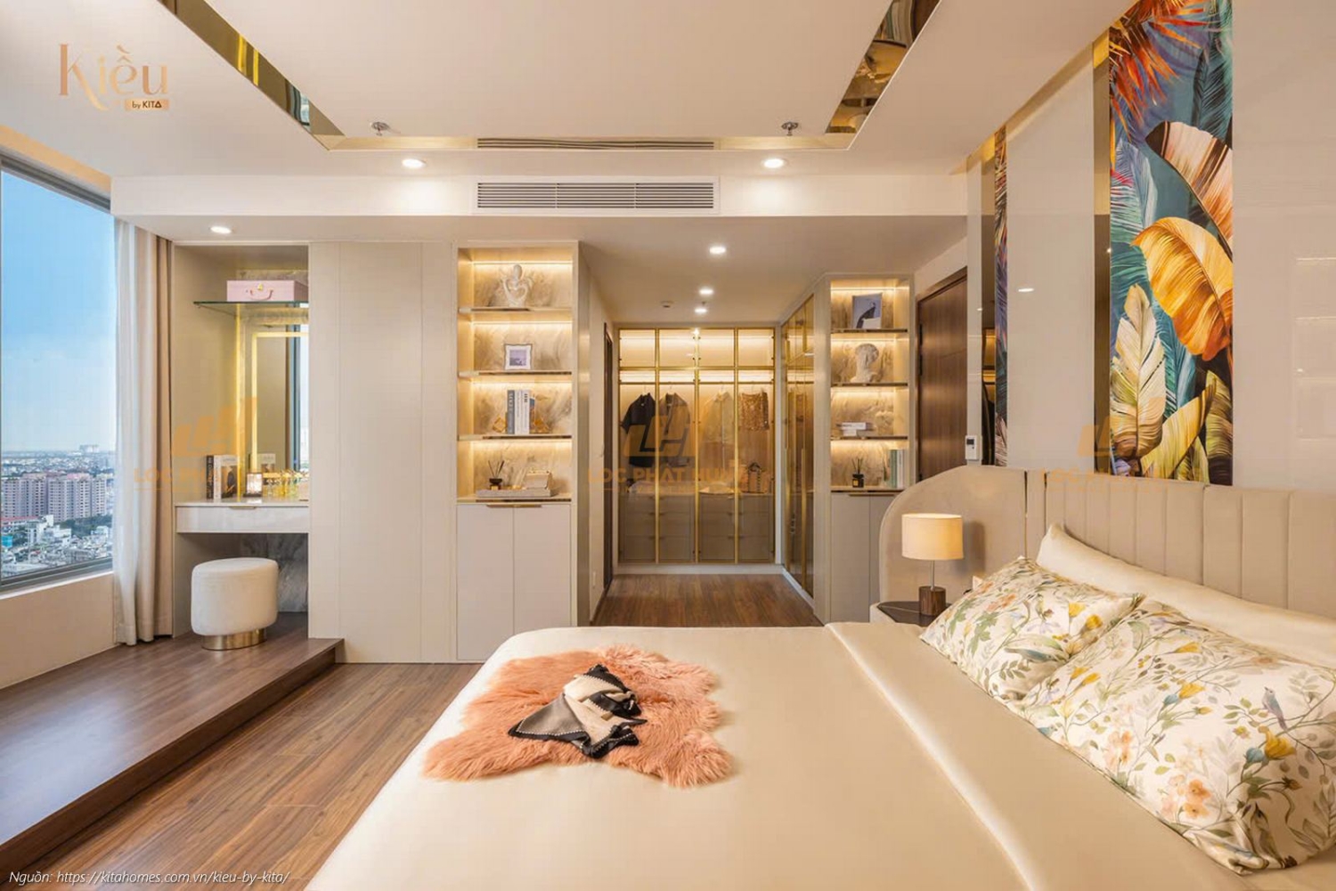Không gian phòng ngủ master rộng rãi tại nhà mẫu căn hộ 23-02 (3PN-2WC, 155m2) dự án Kiều By Kita Quận 5