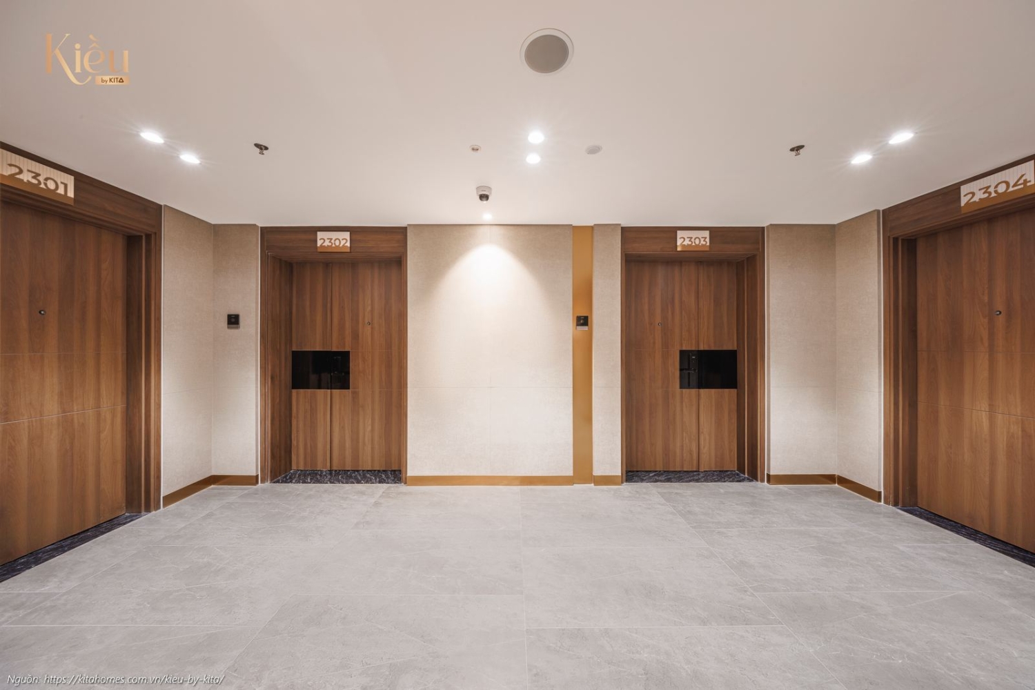 Sản phẩm thang máy riêng tư, an ninh tại tầng 23, dự án căn hộ hạng sang Kiều By Kita Quận 5.