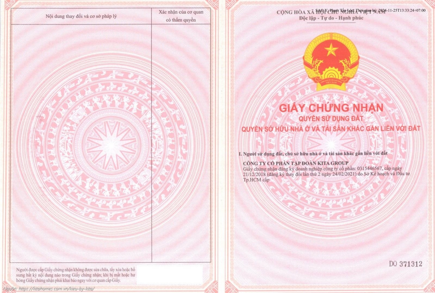 Sổ hồng căn hộ 1501 tại dự án Kiều By Kita