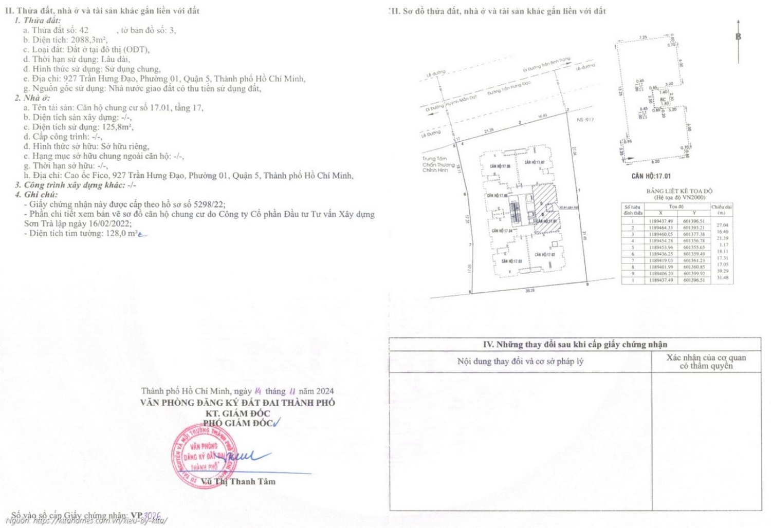 Sổ hồng căn hộ 1701 tại dự án Kiều By Kita