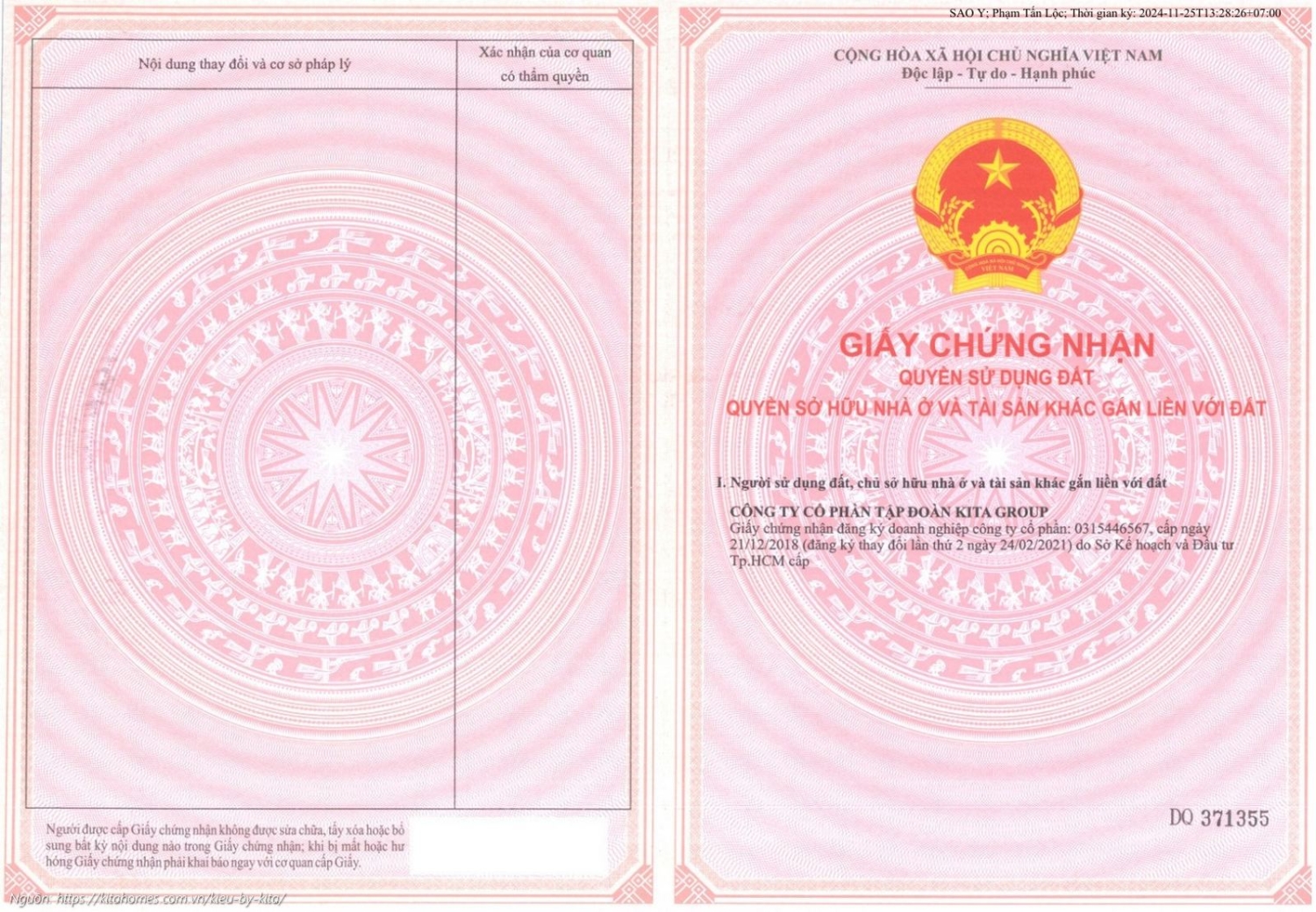 Sổ hồng căn hộ 2102 tại dự án Kiều By Kita