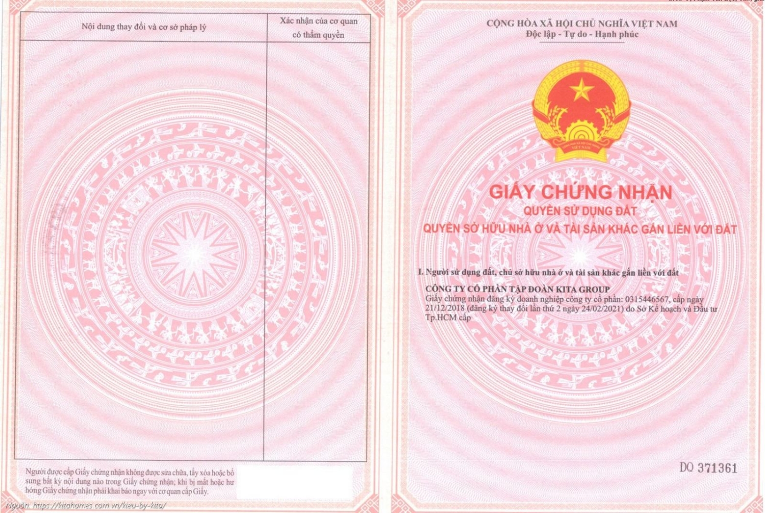 Sổ hồng căn hộ 2201 tại dự án Kiều By Kita