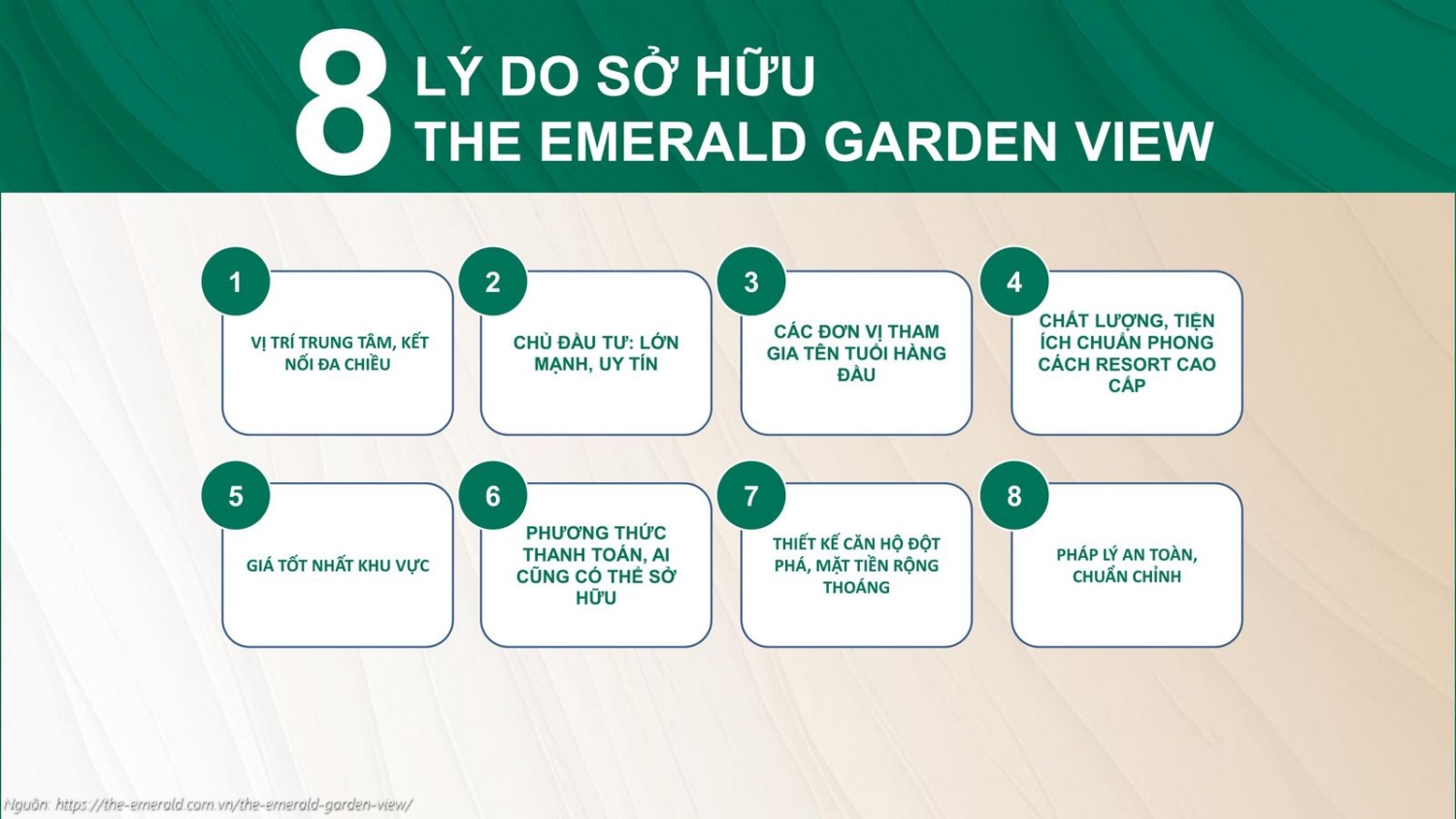 8 lý do nên sở hữu căn hộ The Emerald Garden View: Vị trí trung tâm, Chủ đầu tư uy tín, Giá tốt nhất khu vực