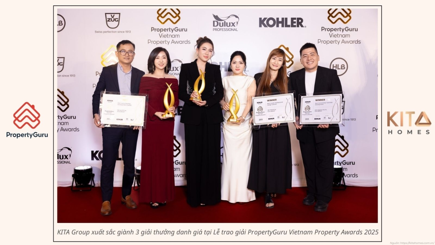 Các giải thưởng bất động sản uy tín trong nước và quốc tế của Tập đoàn Kita Group