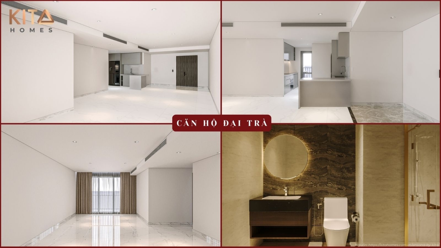 Hình ảnh thực tế không gian nội thất nhà mẫu căn hộ tiêu chuẩn (Standard) tại dự án Ansana by Kita.