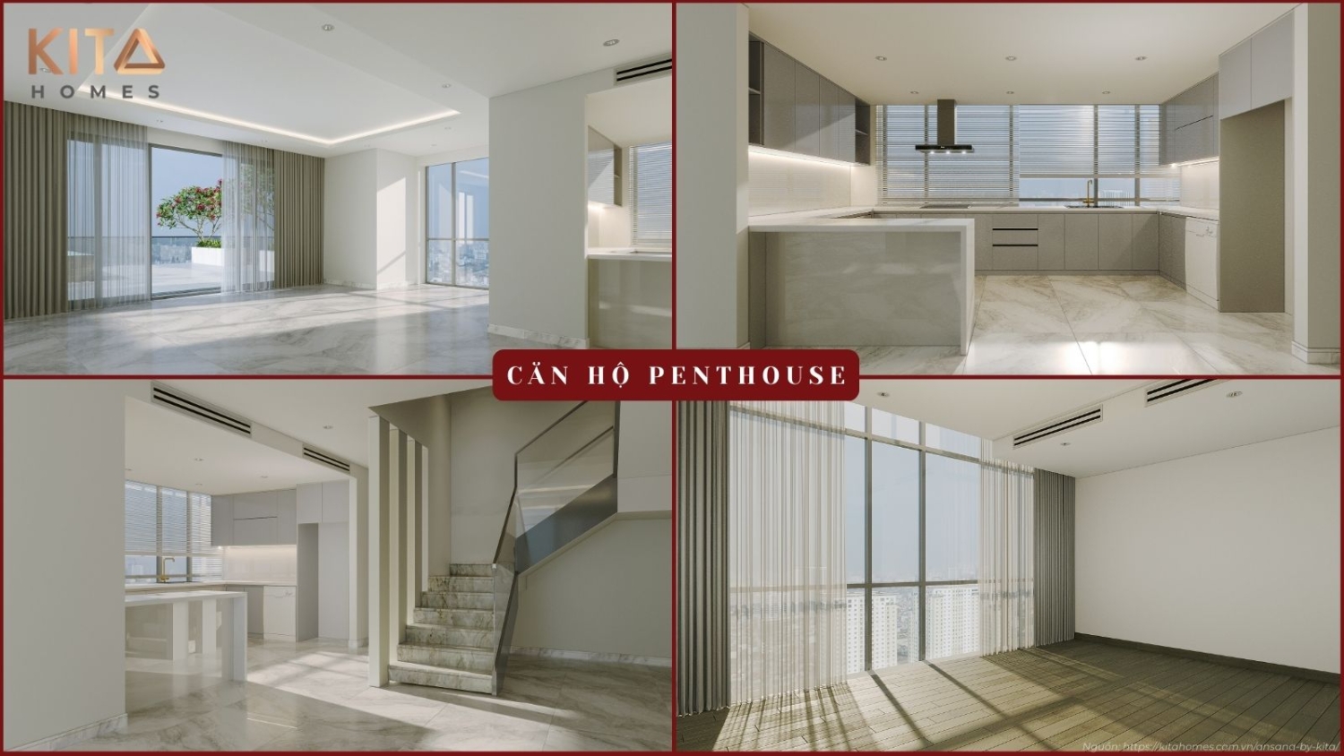 Vẻ đẹp xa hoa và tầm nhìn Panorama tuyệt mỹ từ căn hộ mẫu Penthouse dự án Ansana by Kita.
