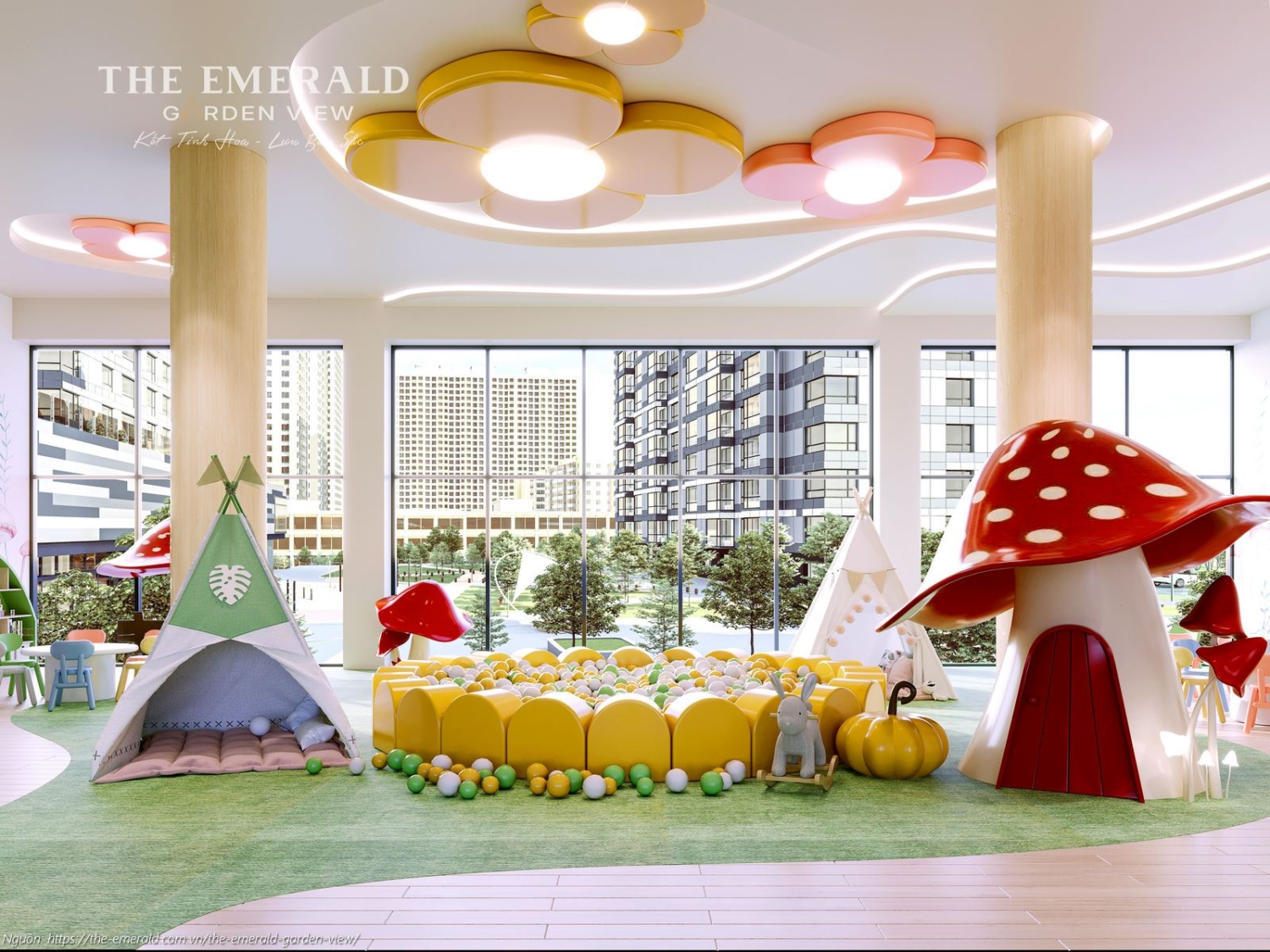 Khu vui chơi trẻ em trong nhà (Kids Room) an toàn và sáng tạo tại tầng 2 dự án The Emerald Garden View