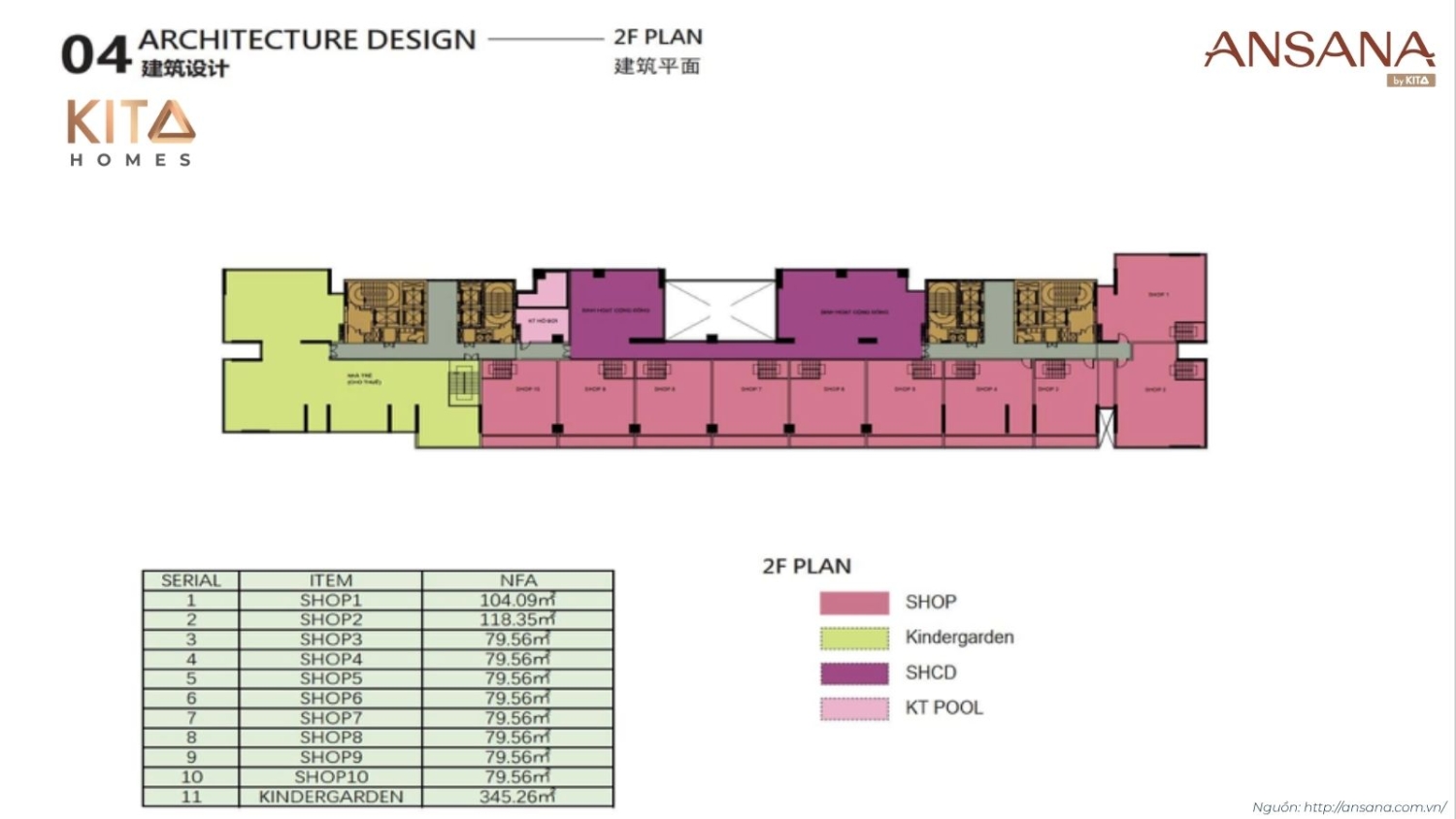 Sơ đồ mặt bằng bố trí tầng 2 dự án căn hộ Ansana By Kita