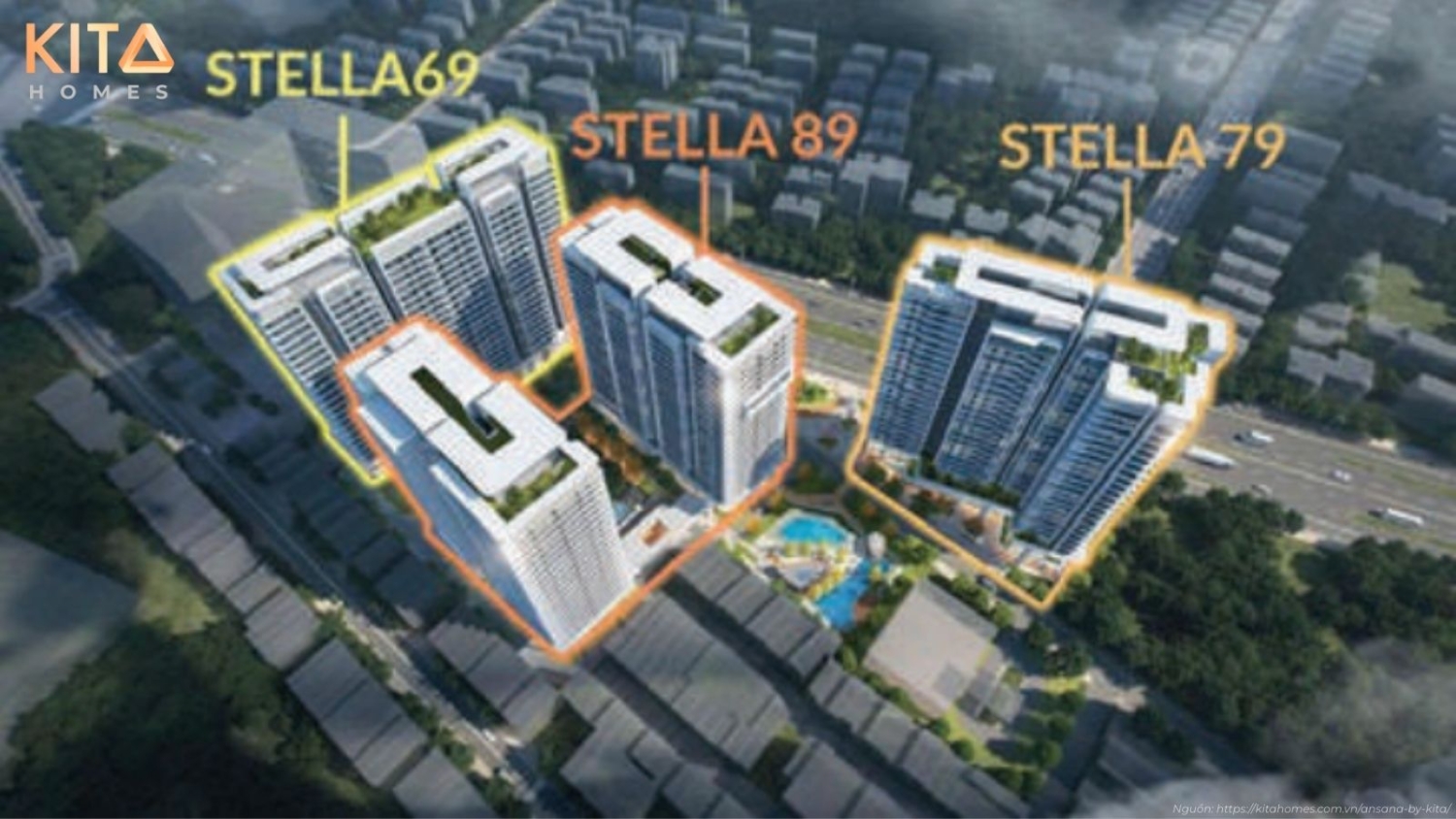 Phối cảnh tổng thể kiến trúc dự án căn hộ Ansana by Kita mặt tiền Võ Văn Kiệt, Quận Bình Tân, TP.HCM