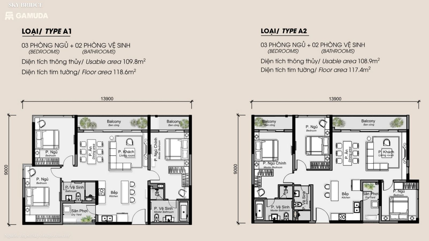 Thiết kế căn hộ hiện đại dự án SkyBridge Gamuda Land Thuận An