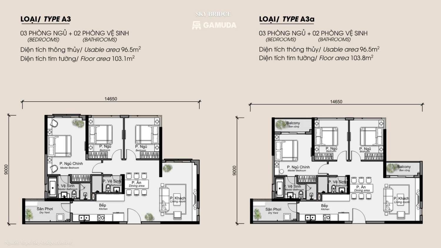Thiết kế căn hộ hiện đại dự án SkyBridge Gamuda Land Thuận An