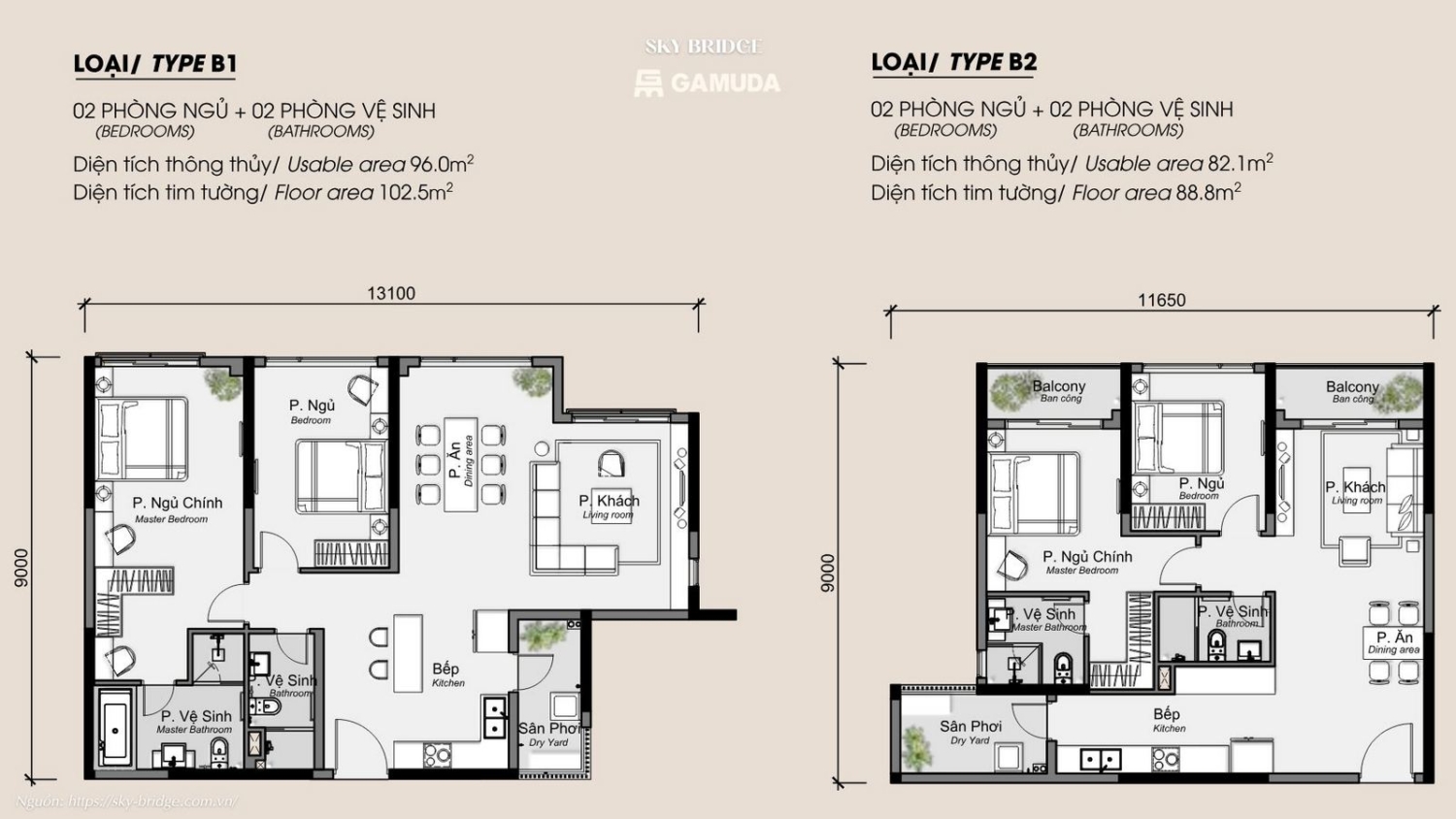 Thiết kế căn hộ hiện đại dự án SkyBridge Gamuda Land Thuận An