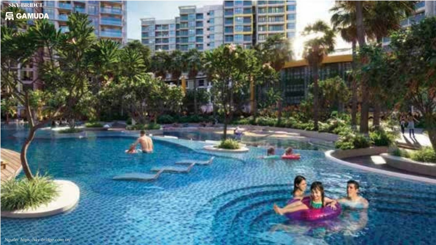 Tiện ích hồ bơi tại căn hộ SkyBridge gamuda Land