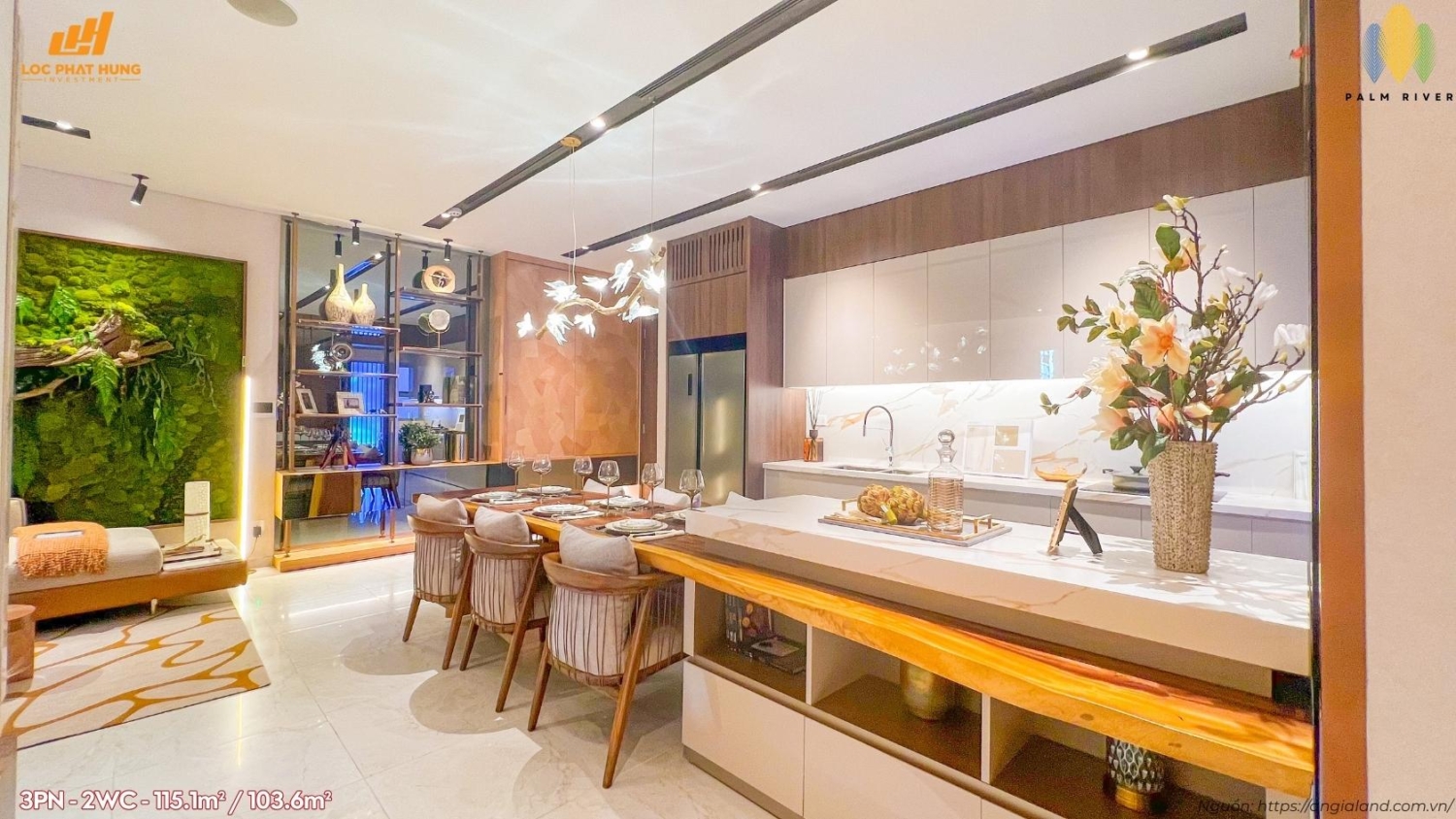 Hình ảnh thực tế căn hộ 3PN-2WC Palm River Quận 2 