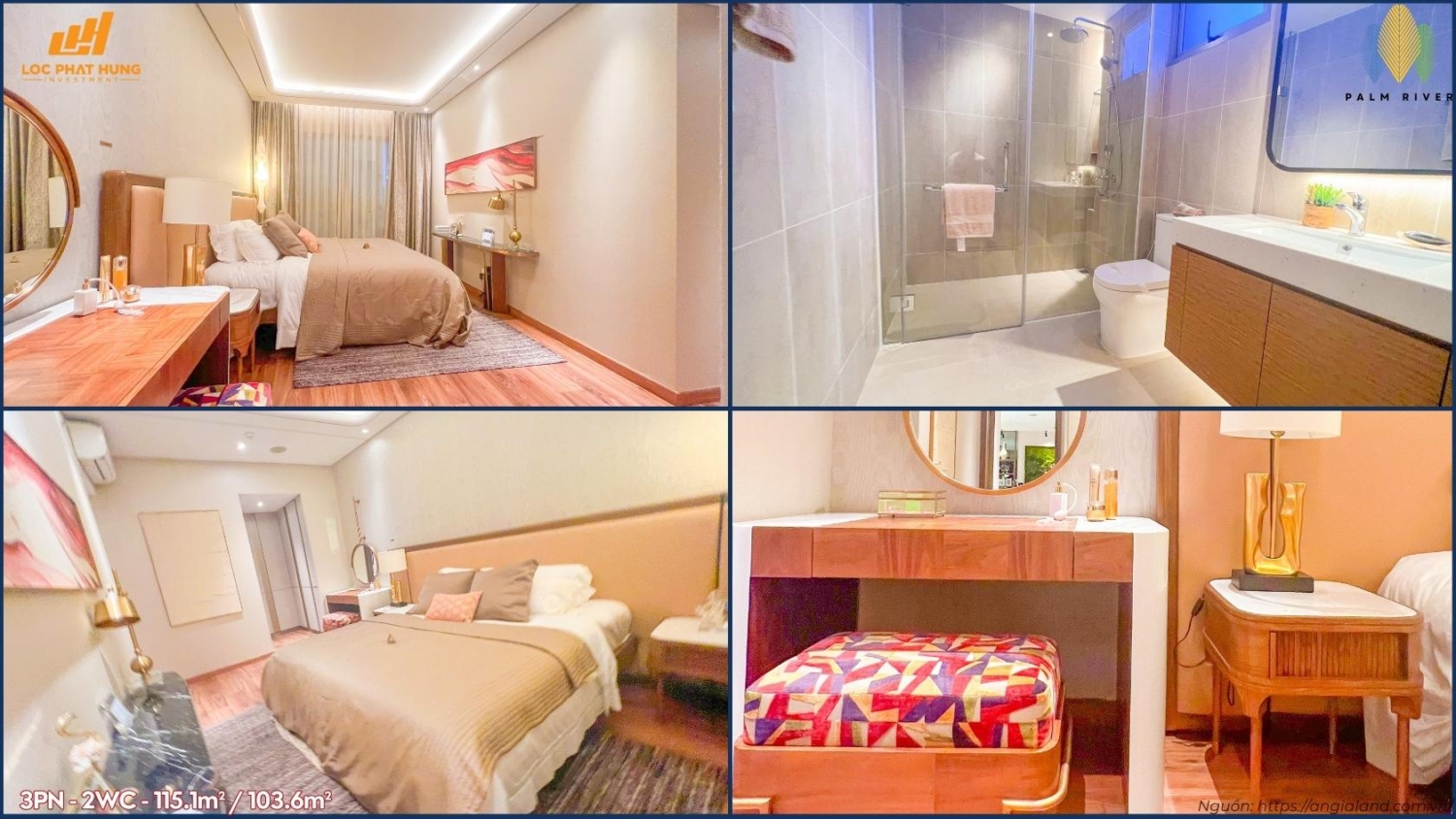 Hình ảnh thực tế căn hộ 3PN-2WC Palm River Quận 2 