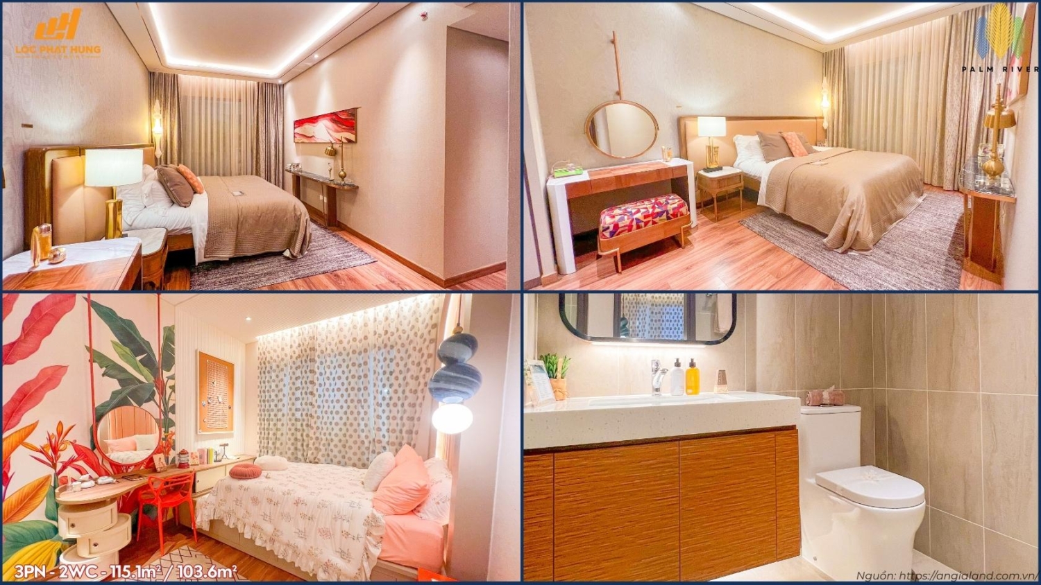 Hình ảnh thực tế căn hộ 3PN-2WC Palm River Quận 2 
