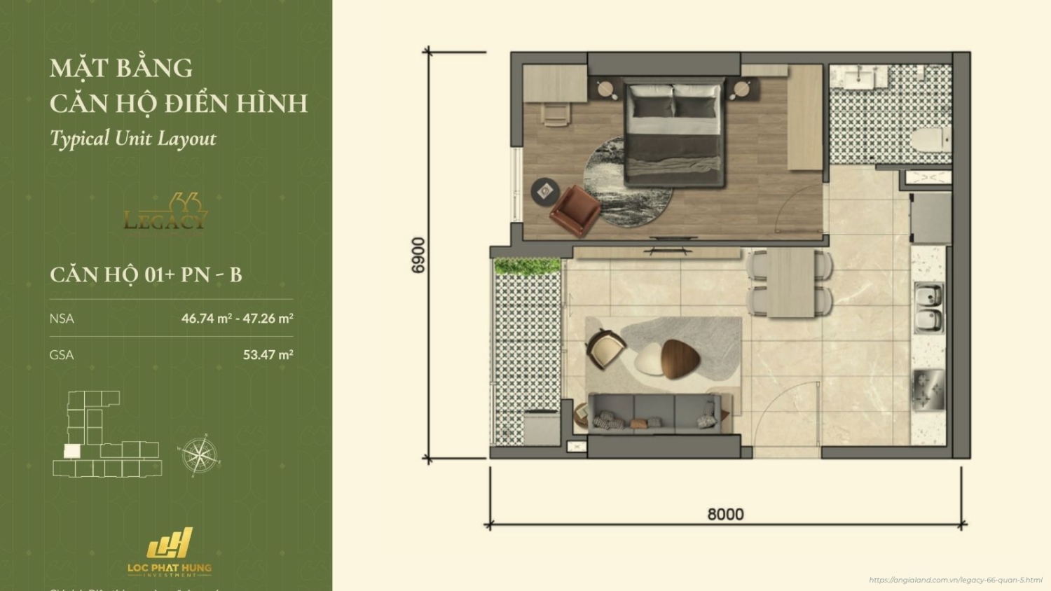 Layout căn hộ dự án Legacy 66