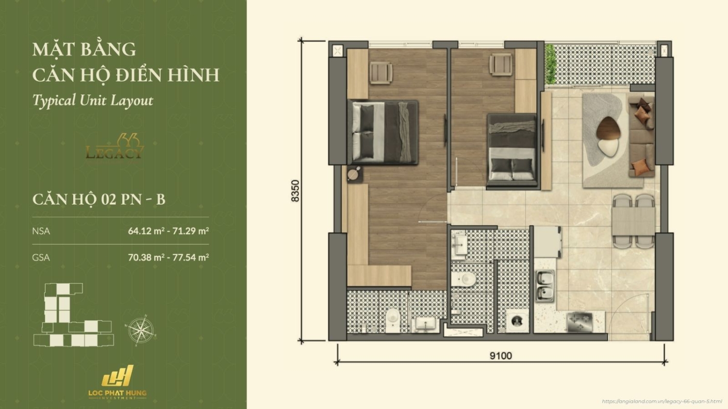 Layout căn hộ dự án Legacy 66
