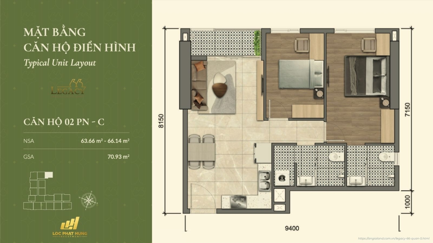 Layout căn hộ dự án Legacy 66