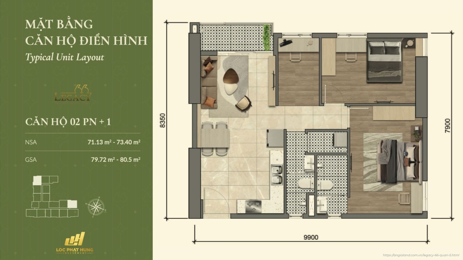 Layout căn hộ dự án Legacy 66
