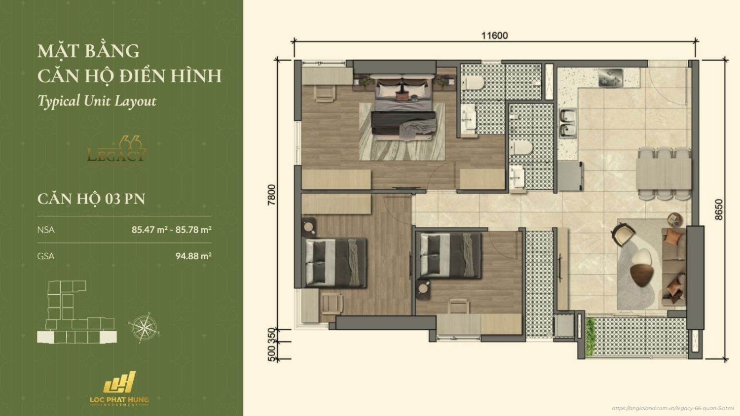 Layout căn hộ dự án Legacy 66