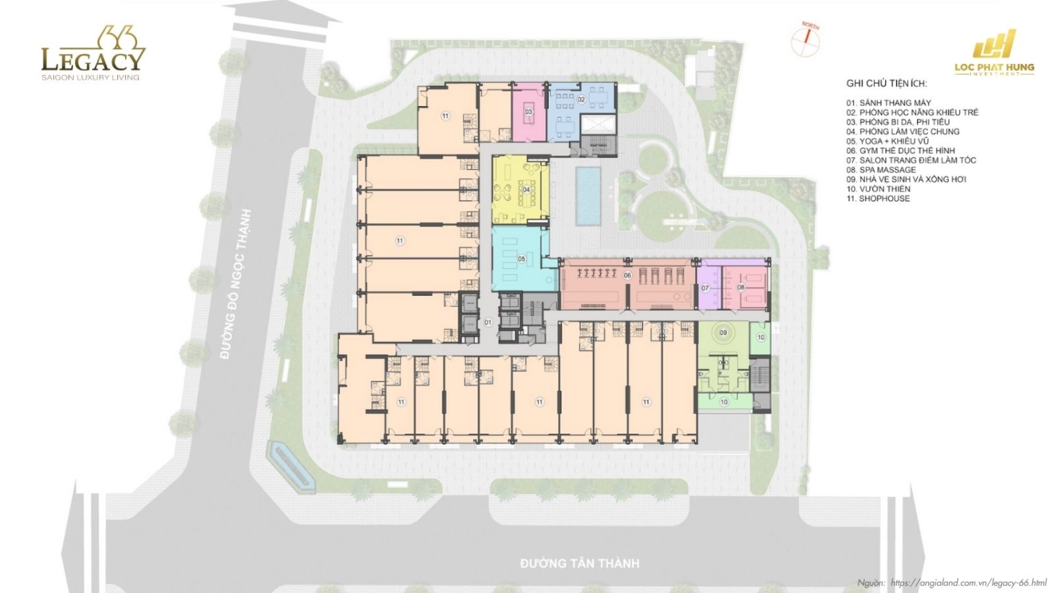 Mặt bằng tiện ích căn hộ chung cư Legacy 66, quận 5