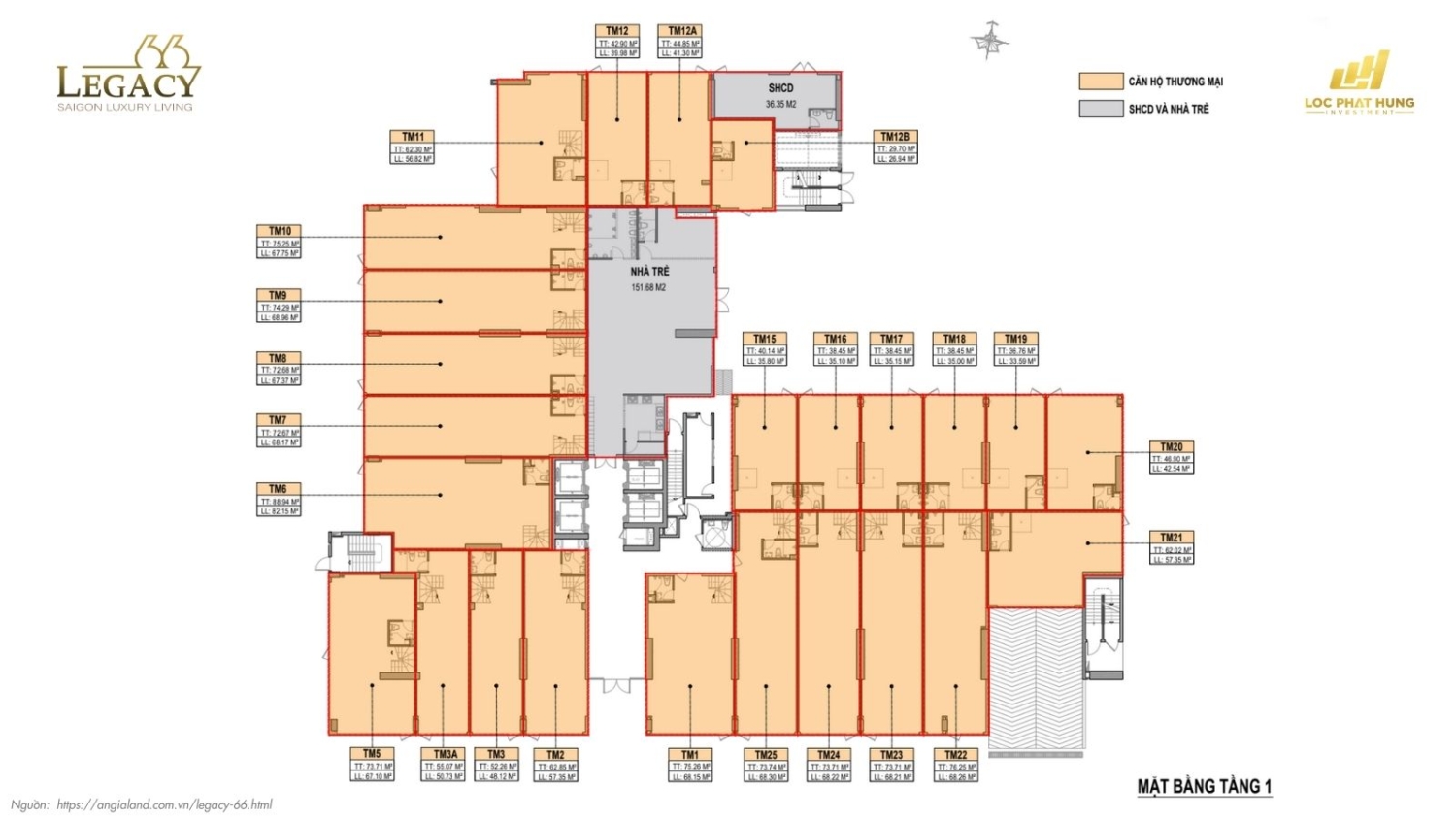 Mặt bằng tầng điển hình căn hộ chung cư Legacy 66, quận 5