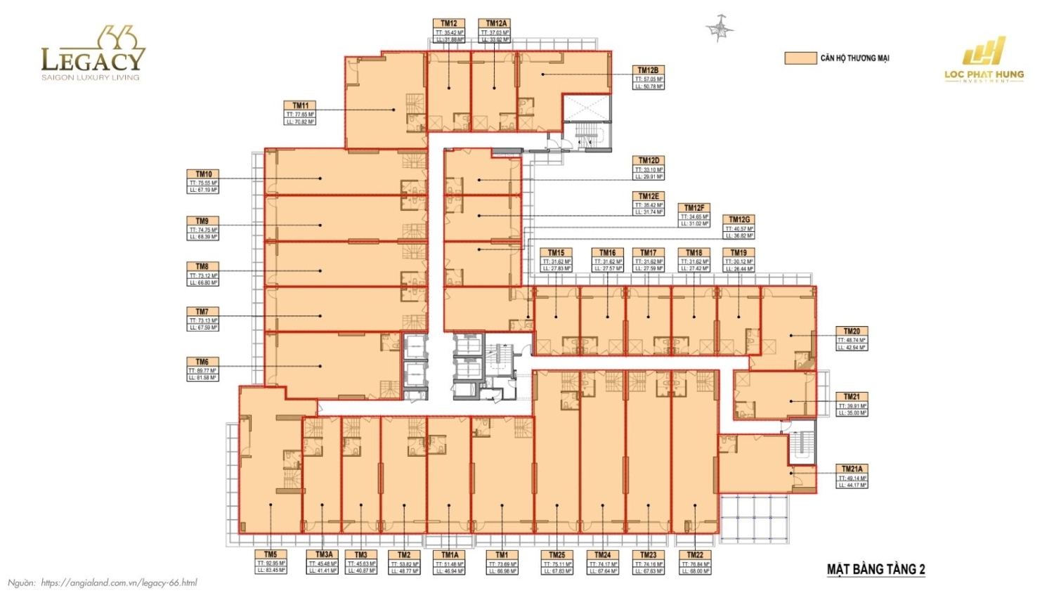 Mặt bằng tầng điển hình căn hộ chung cư Legacy 66, quận 5