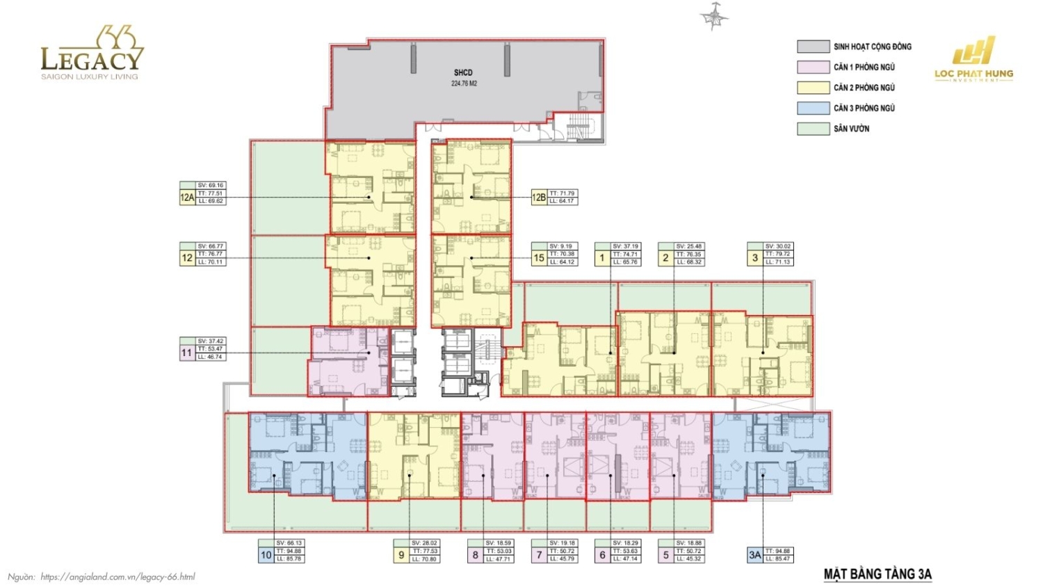 Mặt bằng tầng điển hình căn hộ chung cư Legacy 66, quận 5