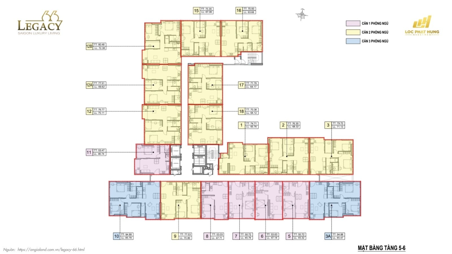 Mặt bằng tầng điển hình căn hộ chung cư Legacy 66, quận 5