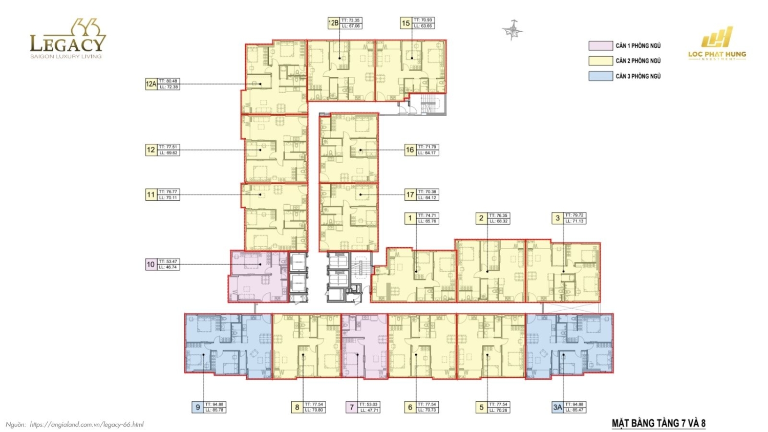 Mặt bằng tầng điển hình căn hộ chung cư Legacy 66, quận 5