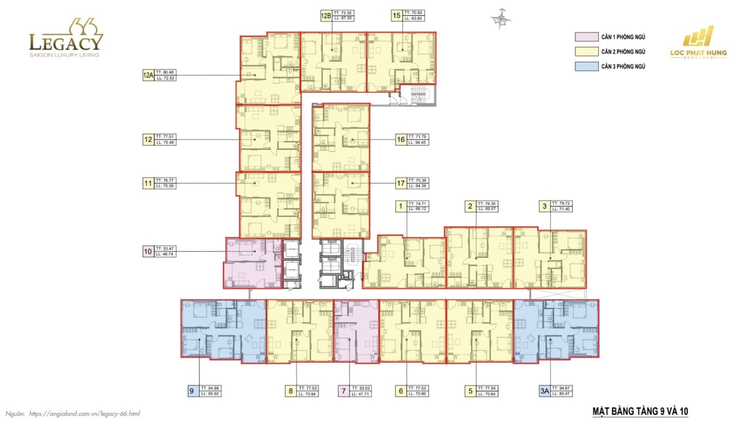 Mặt bằng tầng điển hình căn hộ chung cư Legacy 66, quận 5