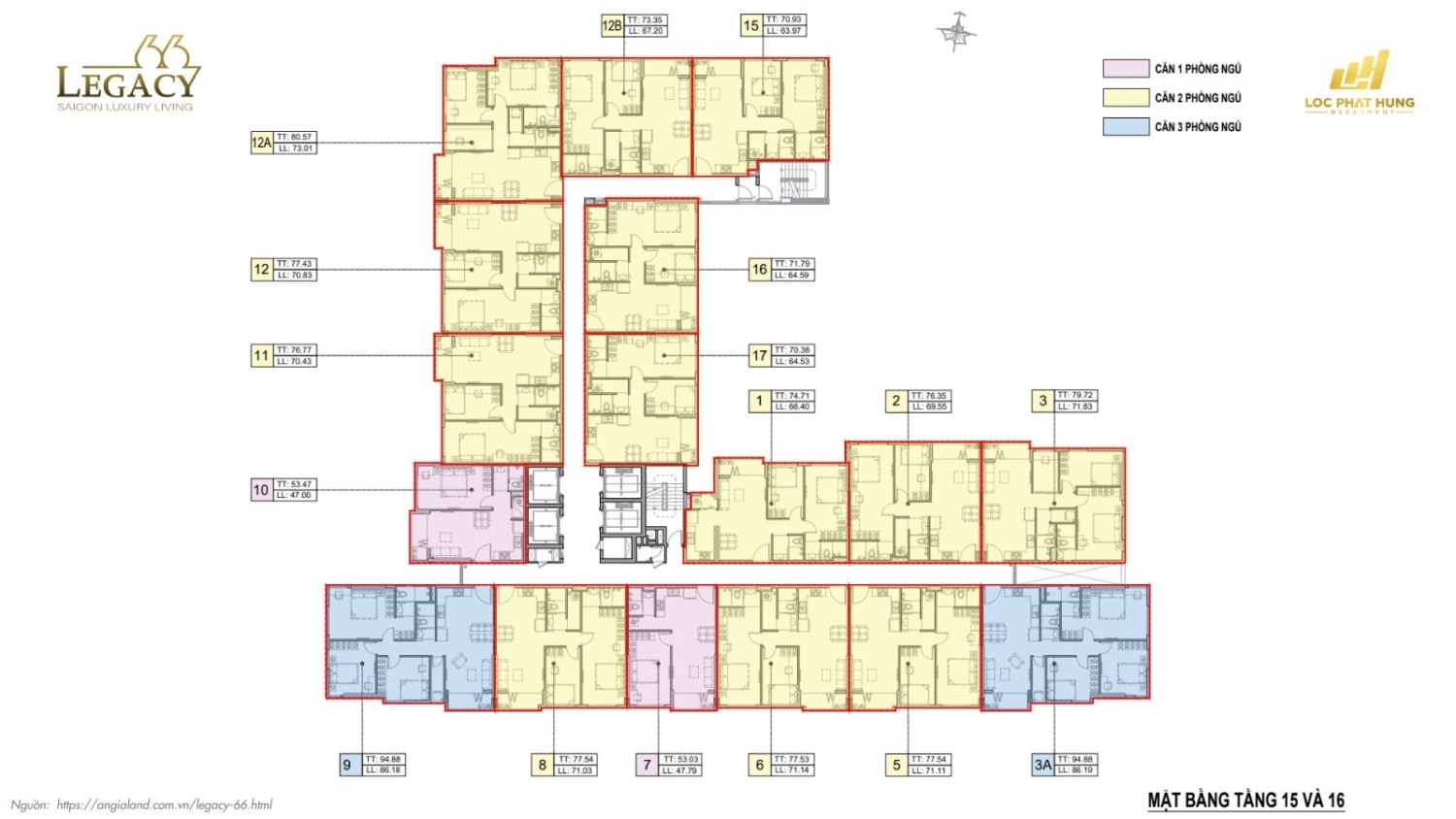 Mặt bằng tầng điển hình căn hộ chung cư Legacy 66, quận 5