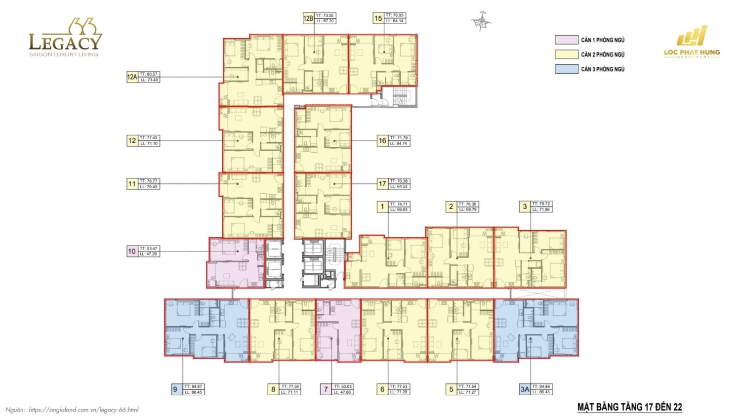Mặt bằng tầng điển hình căn hộ chung cư Legacy 66, quận 5
