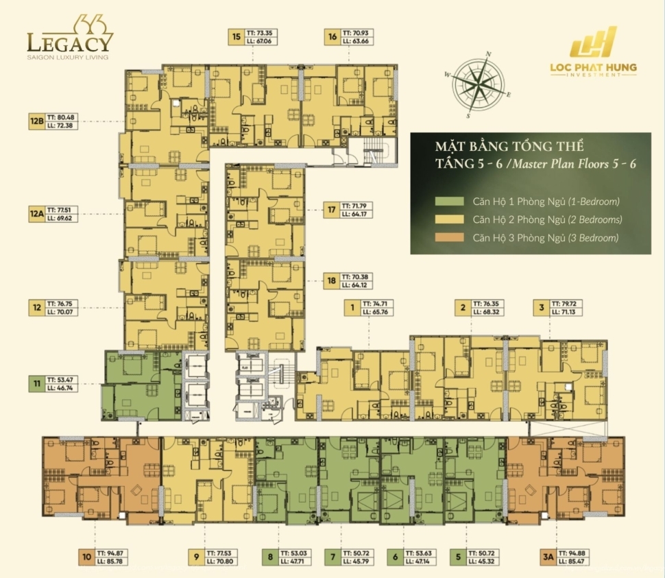 Mặt bằng tầng điển hình dự án Legacy 66