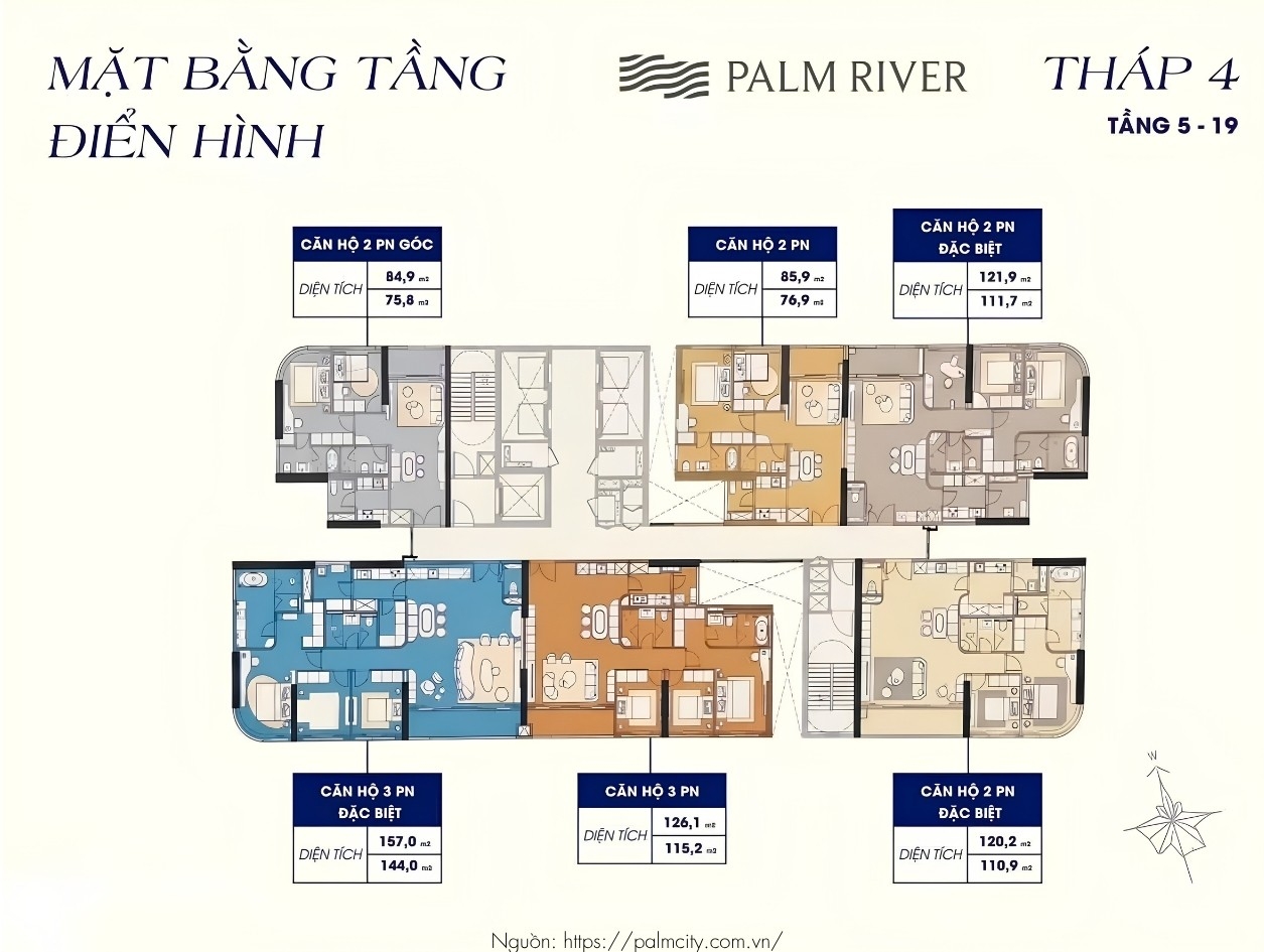 Mặt Bằng Tầng điển Hình Dự án Palm River