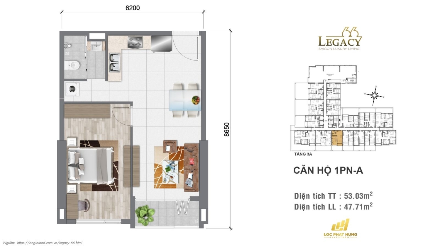 Layout căn hộ Legacy 66 | Tầng 3A