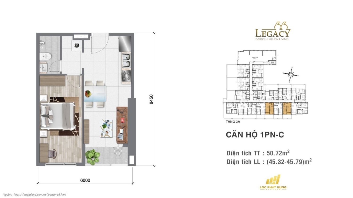 Layout căn hộ Legacy 66 | Tầng 3A