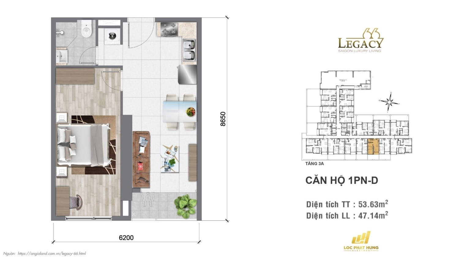Layout căn hộ Legacy 66 | Tầng 3A