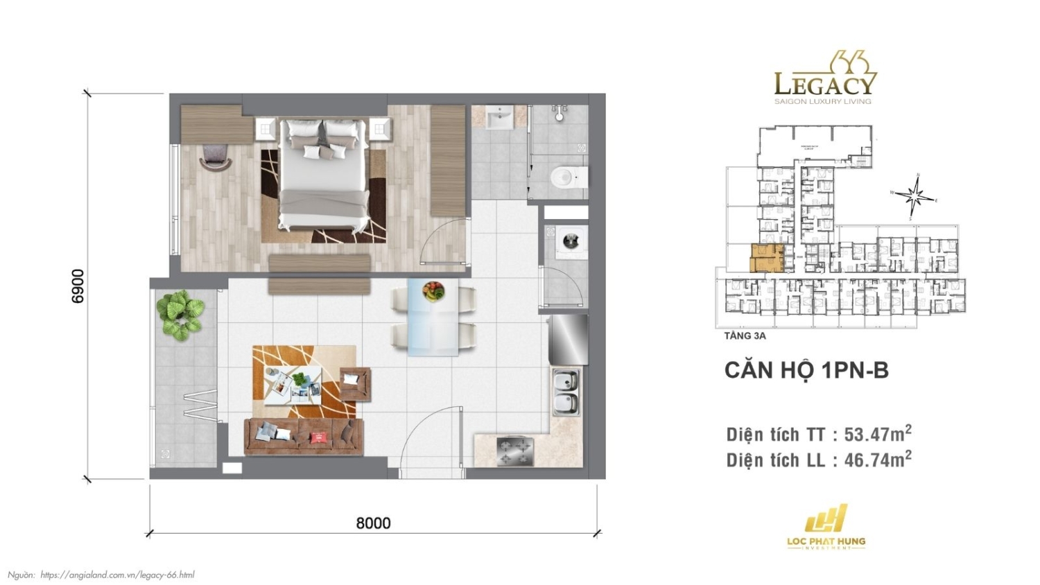 Layout căn hộ Legacy 66 | Tầng 3A