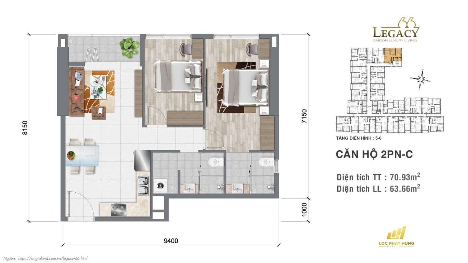 Layout căn hộ Legacy 66 | Tầng 5-6