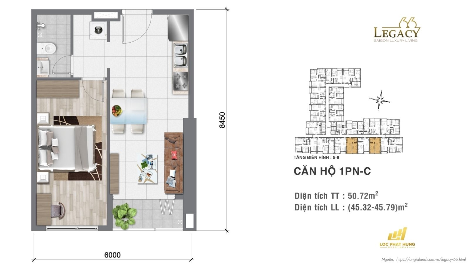 Layout căn hộ Legacy 66 | Tầng 5-6