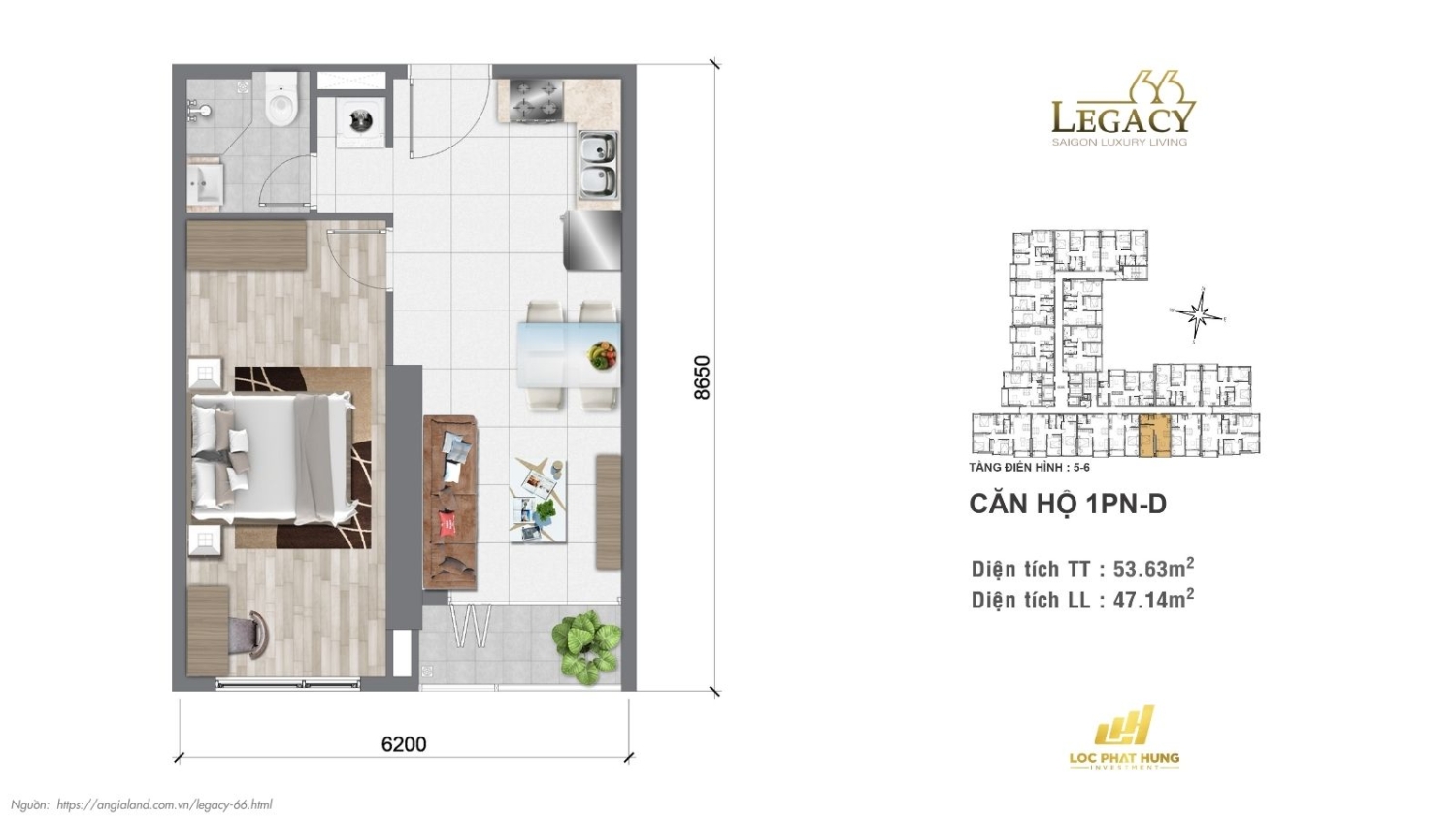 Layout căn hộ Legacy 66 | Tầng 5-6