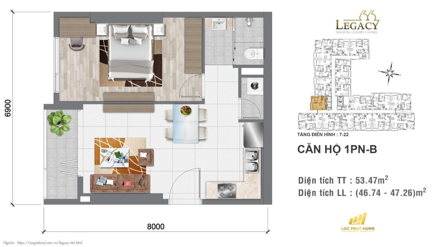 Layout căn hộ Legacy 66 | Tầng 7-22