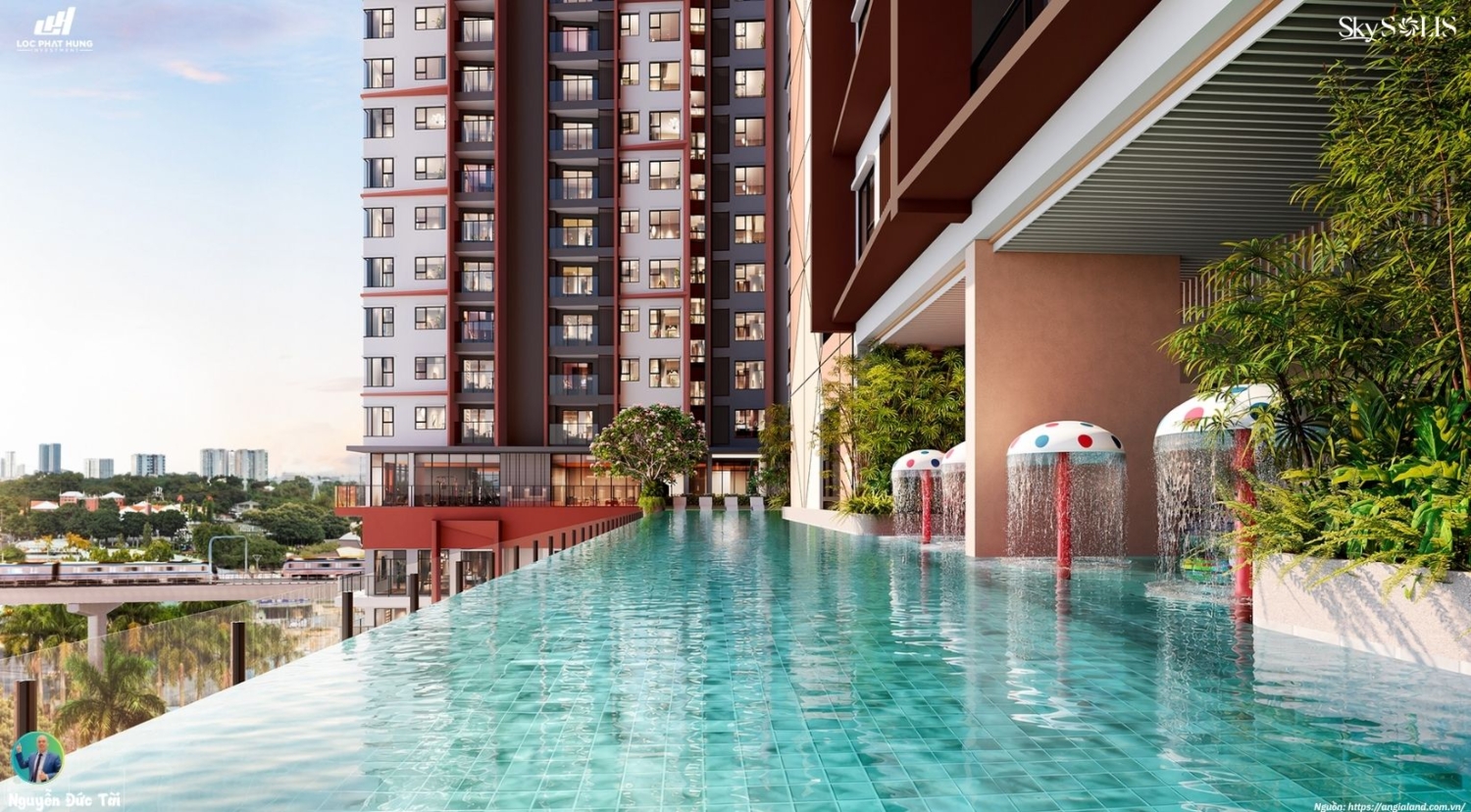 Hồ Bơi Tràn Bờ Thiết Kế Chuẩn Resort 5 Sao Tại Dự án Sky Solis