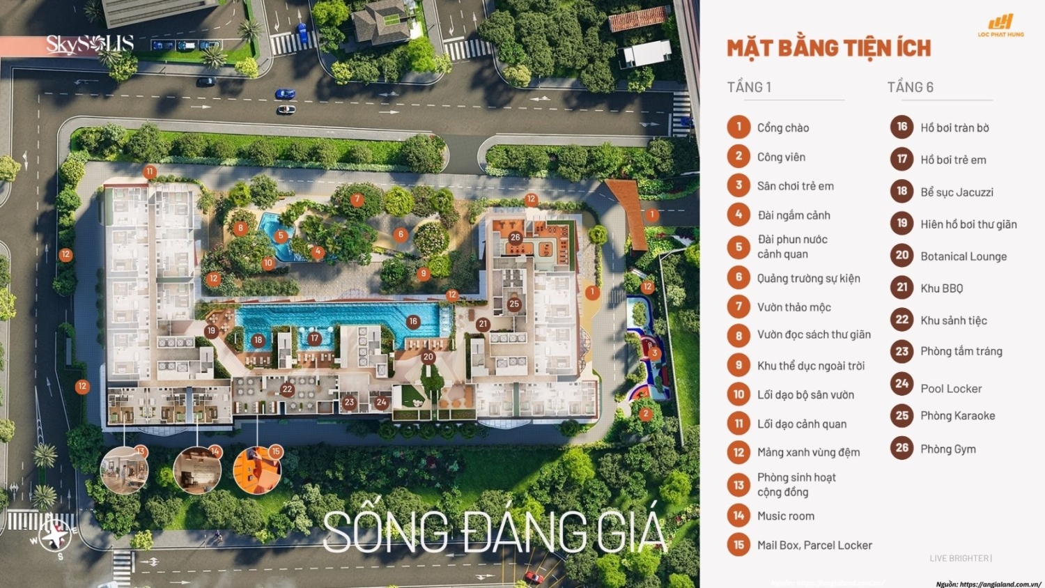 Mặt bằng tiện ích dự án Sky Solis